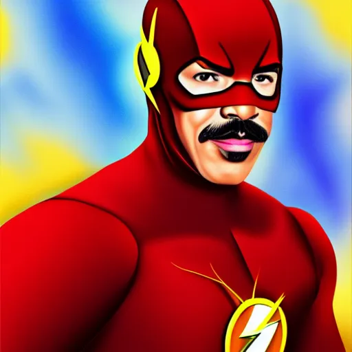 Prompt: Steve Harvey as The Flash, digital painting, highly detailed