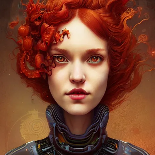 Prompt: Lofi BioPunk portrait curly redhead woman with a dragon Pixar style by Tristan Eaton Stanley Artgerm and Tom Bagshaw