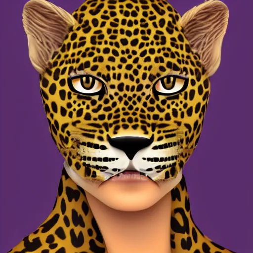 Image similar to Warlock with leopard traits. Character portrait, face close-up, of anthro leopard warlock, digital art, daily deviation on DeviantART