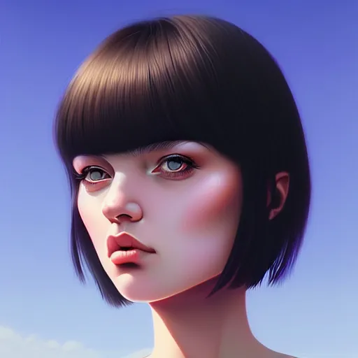 Prompt: close up a 👺 face female portrait, 25 years old in a scenic environment by Ilya Kuvshinov