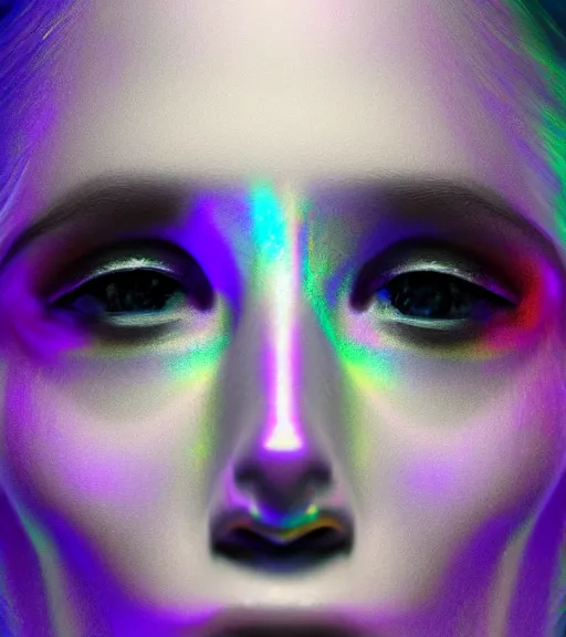 Image similar to close up portrait of a female iridescent ghost, cinema 3d 8K render