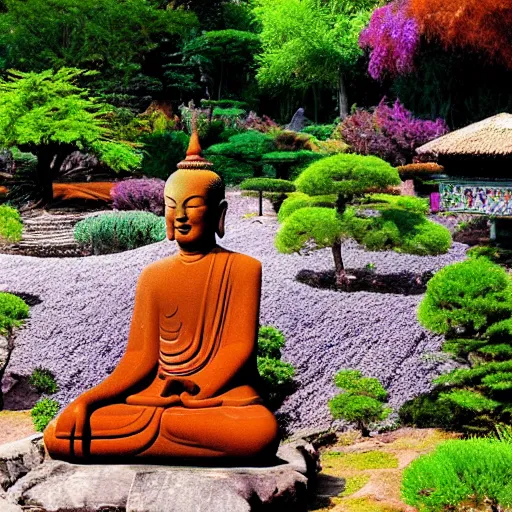 Prompt: psychedelic Buddhist zen garden