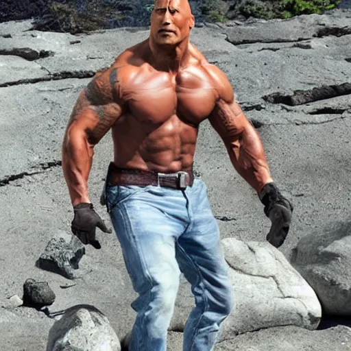 Image similar to dwayne johnson made of stone