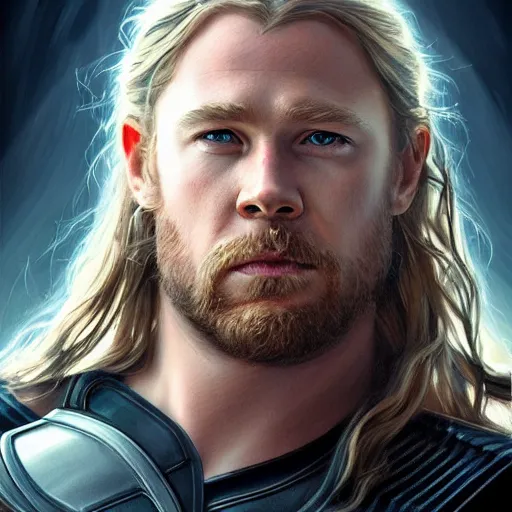 Image similar to Thor, portrait, 4k, artstation, cgsociety, award-winning, masterpiece, stunning, beautiful, glorious, powerful, fantasy art