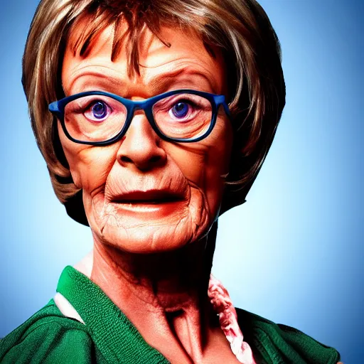 Prompt: deirdre barlow with the physique of a body builder, wearing a gym suit, hyper realistic, ultra detailed, cinematic, dynamic lighting, photorealistic, refined, intricate, digital art, digital painting, masterpiece, 8k