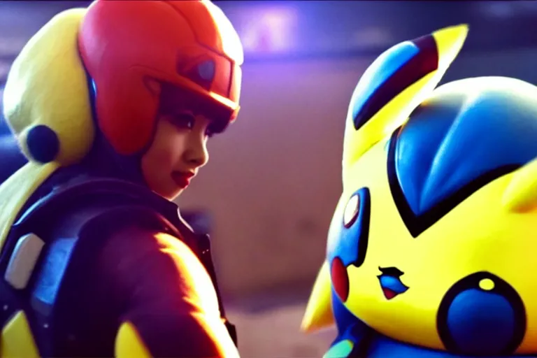 Image similar to pikachu as samus aran in the new live action pokemon movie