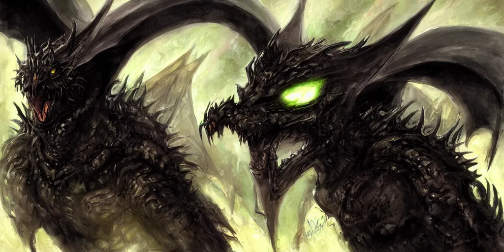 Image similar to Portrait of a terrible black dragon by Samwise Didier