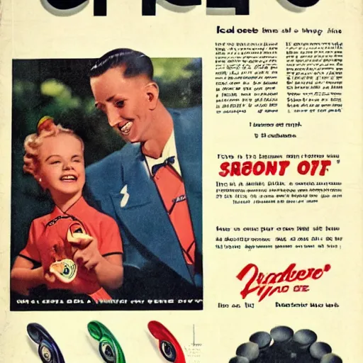 Prompt: 1 9 5 0 style magazine advertisement for fidget spinners