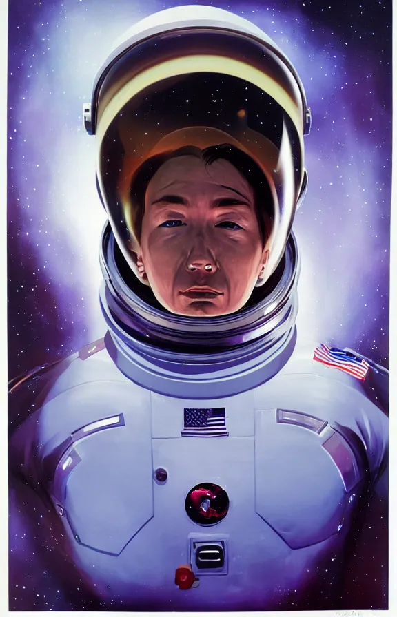 Image similar to portrait of an astronaut, (((alien))), in the style of hajime sorayama