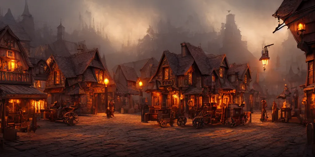 Image similar to a small steampunk wooden village, rich, cyborgs, dark aesthetic, soft colours, natural, steam, big clocks, concept art, octane render, unreal engine, in the style of luca guadagnino, highly detailed, high quality, artstation, digital art, 8 k hdr, cinematic, dramatic lighting, scenic, rich colour scheme