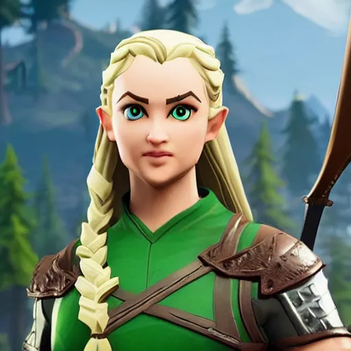 Prompt: legolas in fortnite, character render, full body shot, highly detailed, in game render