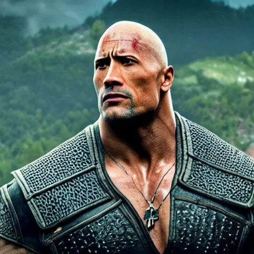 Prompt: Dwayne Johnson in the Witcher 4K detailed super realistic