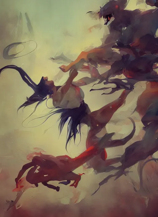 Image similar to surreal gouache gesture painting, by yoshitaka amano, by ruan jia, by Conrad roset, by dofus online artists, detailed anime 3d render of a gesture draw pose cats fighting, portrait, cgsociety, artstation, rococo mechanical, Digital reality, sf5 ink style, dieselpunk atmosphere, gesture drawn