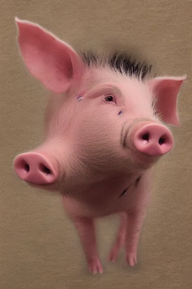 Prompt: a beautiful portrait of a cute piglet