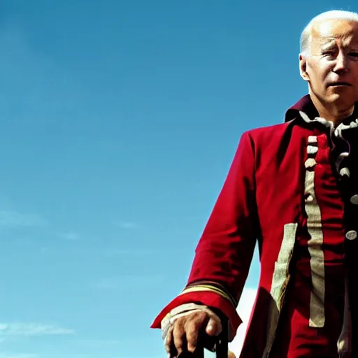 Prompt: joe biden as a pirate captain, film still, cinematic lighting