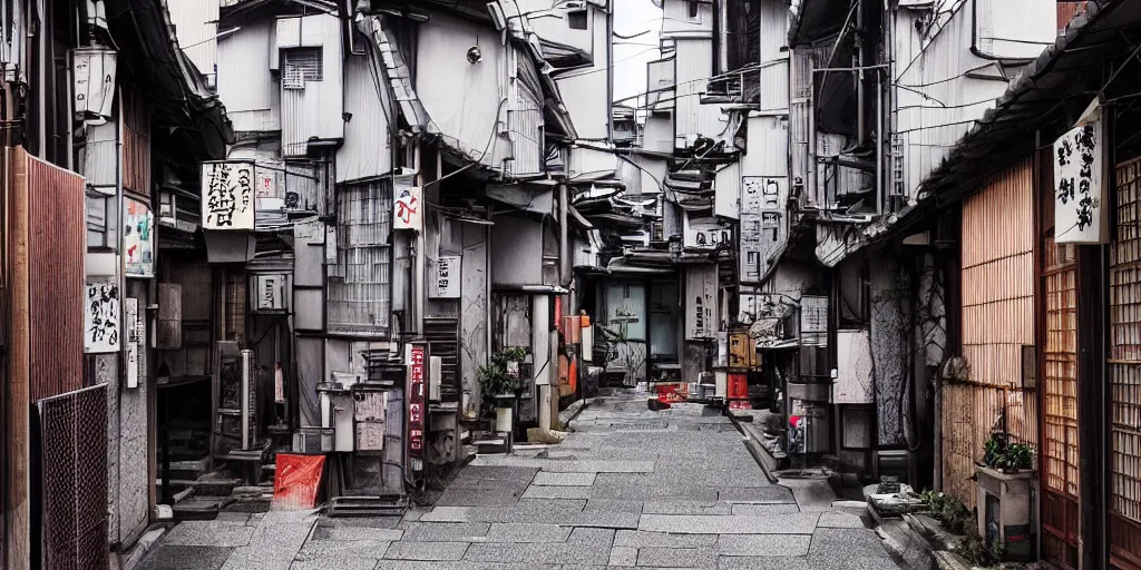 Image similar to japanese city back alleys by robert hubert