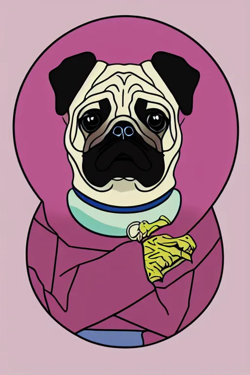 Image similar to portrait of a pug skeletor, sticker, colorful, illustration, highly detailed, simple, smooth and clean vector curves, no jagged lines, vector art, smooth