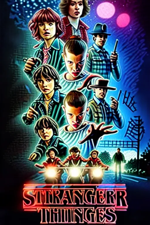 Image similar to Stranger Things Season 5 Poster, high resolution, all cast members, netfilx !n-9