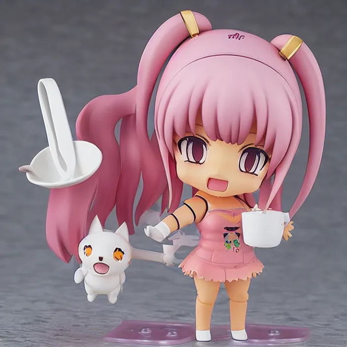 Image similar to Doja Cat, An anime Nendoroid of Doja Cat, figurine holding a spoon, detailed product photo