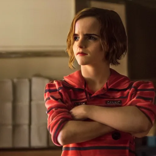 Image similar to A still of Emma Watson in Stranger Things TV show