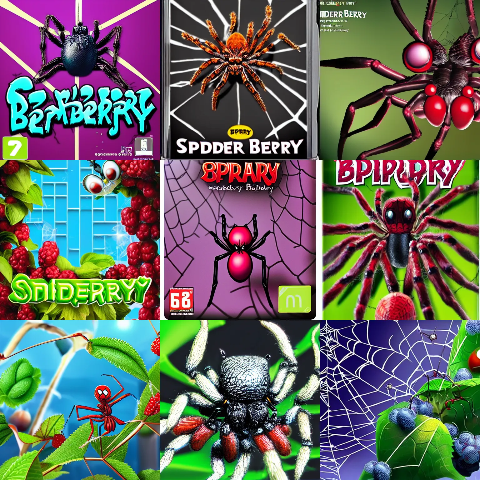 Prompt: spider berry, pc boxart