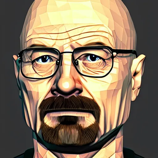 Prompt: walter white low poly nintendo 64 portrait