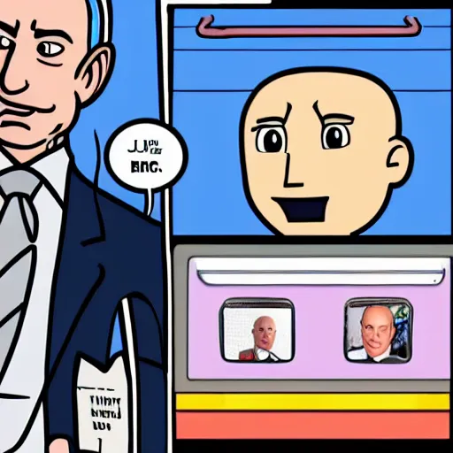 Prompt: Jeff Bezos trapped in a magical Tomagotchi