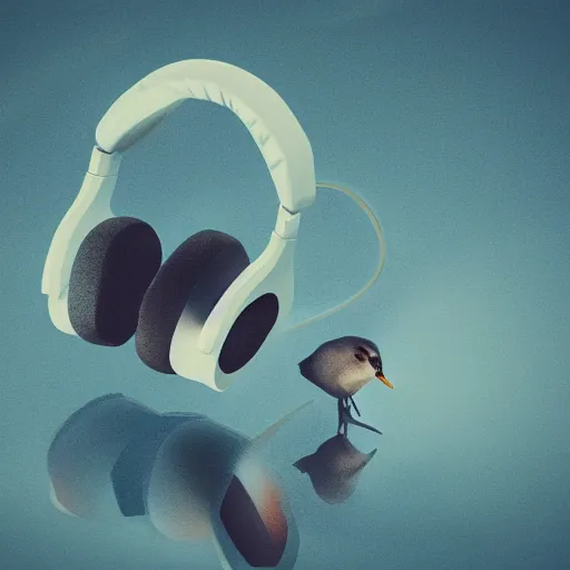 Image similar to a bird wearing headphones