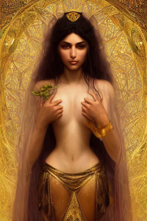 Image similar to beautiful and enigmatic persian princess held captive in a remote research facility. vulnerability and innocence, ultra realistic, sharp details, subsurface scattering, intricate details, warm lighting, beautiful features, highly detailed, photorealistic, octane render, 8 k, unreal engine, art by artgerm and greg rutkowski and alphonse mucha
