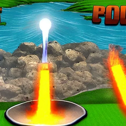 Image similar to Nuclear explosion popping a golf ball, Raft gameplay