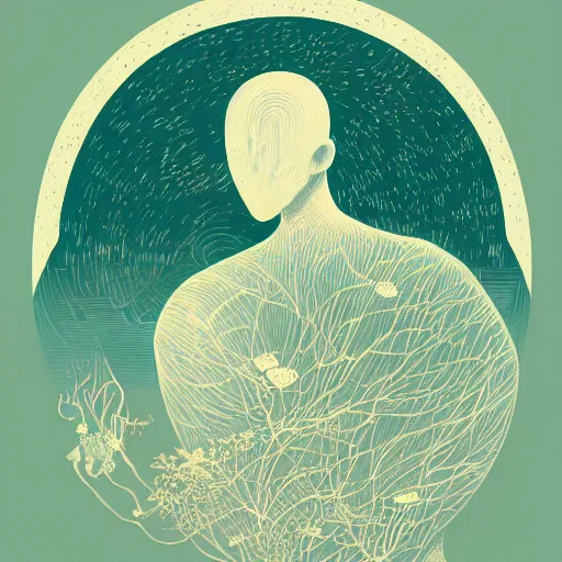 Prompt: a wandering mind, logo without text, simple white background victo ngai, kilian eng