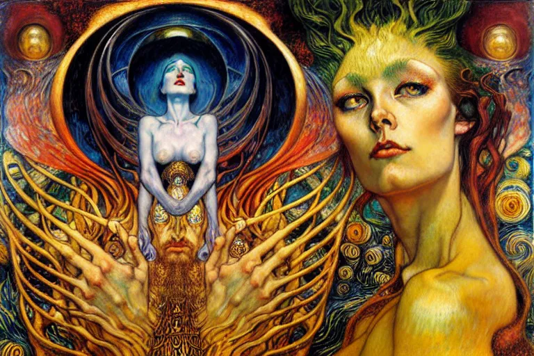 Image similar to Divine Chaos Engine by Karol Bak, Jean Delville, William Blake, Gustav Klimt, and Vincent Van Gogh, symbolist, visionary