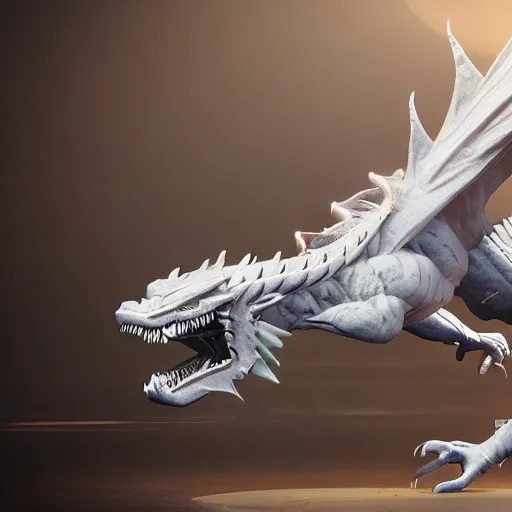 Image similar to lightning white dragon in destiny 2 3 d render