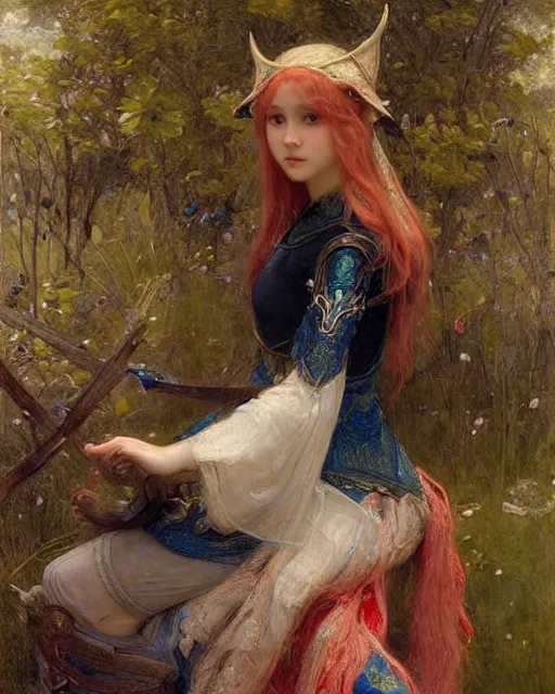 Image similar to a beautiful elf princess by Edgar Maxence, Ross Tran and Jules Bastien-Lepage