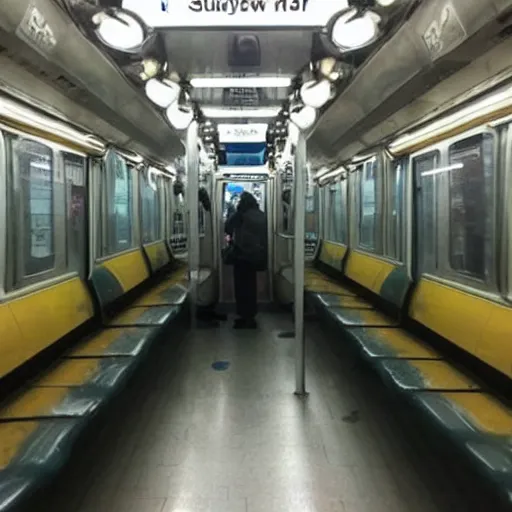 Prompt: flooded subway car, surreal,