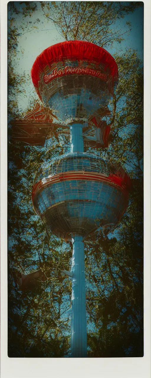 Prompt: Sunsphere. vintage analog poloroid. warm azure tones, red color bleed, film grain, beautiful, brilliant.