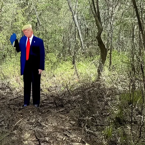 Prompt: Donald Trump on trail camera