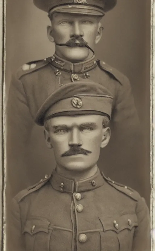 Prompt: portrait of a wwi british army officer, male, first world war, detailed face, highly detailed, cinematic lighting, photograph by elliott & fry