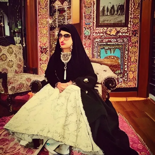 Image similar to instagram photo of the princess of qajar living in 2 0 2 0, hashtag, high - resolution