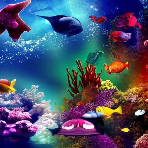 Prompt: underwater space jazz hd wallpaper