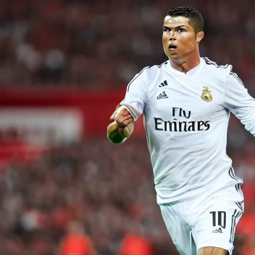 Image similar to ronaldo scared running away from manchester united