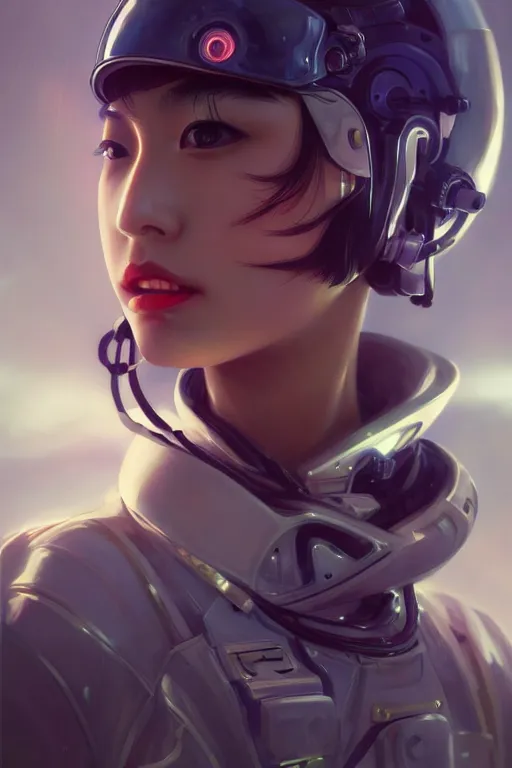 Prompt: portrait futuristic beautiful japanese Airforce armored pilot Girl, in future fighter, airport, ssci-fi, fantasy, intricate, very very beautiful, elegant, human anatomy, neon light, highly detailed, digital painting, artstation, concept art, soft light, smooth, sharp focus, illustration, art by tian zi and WLOP and alphonse mucha
