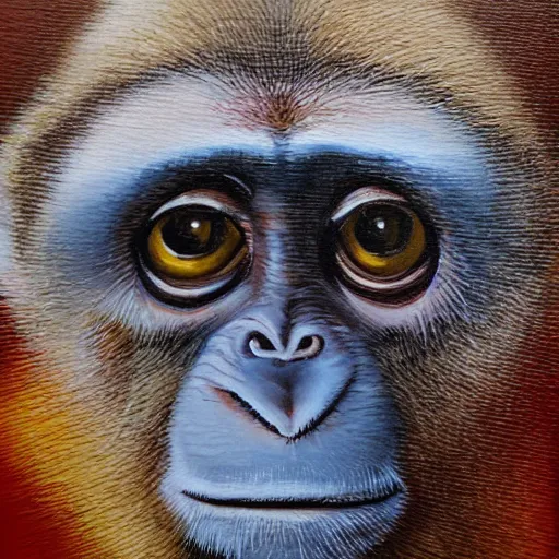 Image similar to Acrylic on canvas portrait of monkey