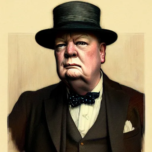 Image similar to full portrait of patton oawalt as winston churchill, fantasy, d & d, intricate, detailed, by by alphonse mucha, adolfo hohenstein, alice russell glenny, stanley artgerm lau, greg rutkowski, detailed, trending on artstation, trending on artstation, smooth