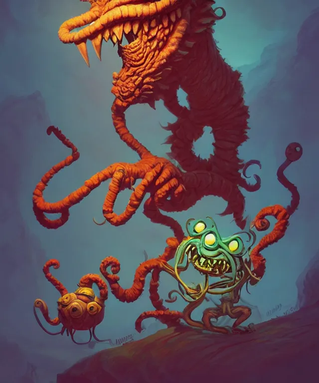 Image similar to a xanathar creature in a dr seuss artstyle, adorable and whimsical, fantasy, elegant, crisp 8 k line work, rim light, digital painting, artstation, unreal engine, octane render, concept art, matte, sharp focus, illustration, art by james jean and justin gerard and josan gonzalez