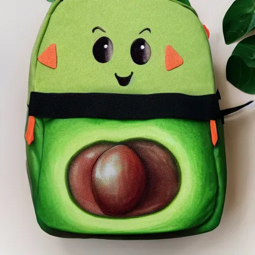 Image similar to avocado backpack, studio photo, fun design