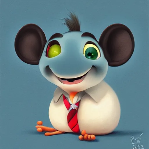 Image similar to mouse by pixar style, cute, illustration, digital art, concept art, most winning awards