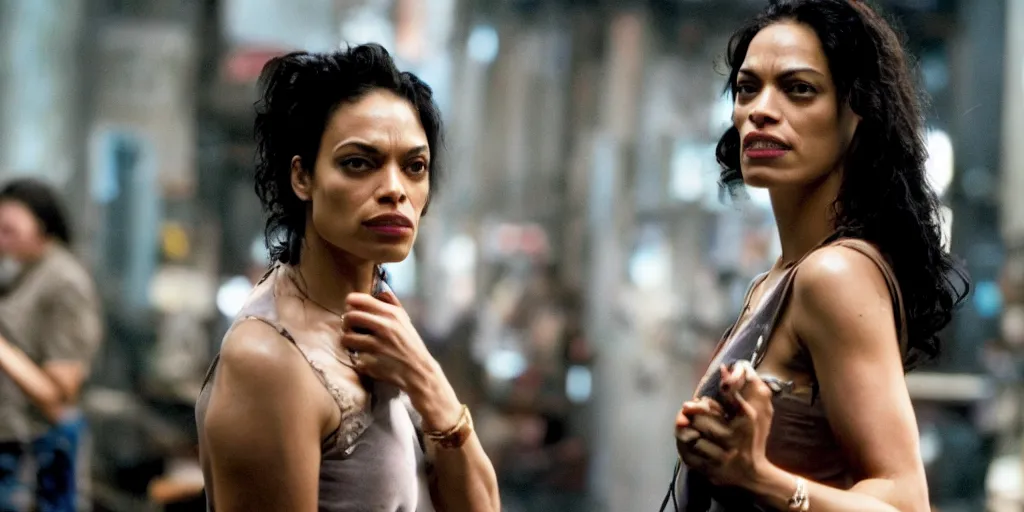 Prompt: A film still of Rosario Dawson in Fight Club, High Detail, 4k