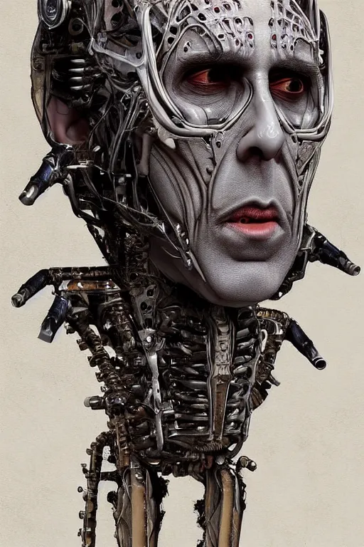 Image similar to Nicolas Cage as biomechanical alien cyborg intricate, smooth, artstation, painted by Hans Giger