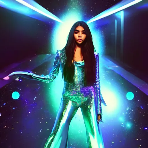 Image similar to madison beer a an intergalactic popstar dancing on a planet, render, blender render, unity render, 4 k wallpaper, art station trending, artstation 4 k coherent, coherent, 4 k, detailed, hyperdetailed, artifact - free, completely coherent, sharp, madison beer